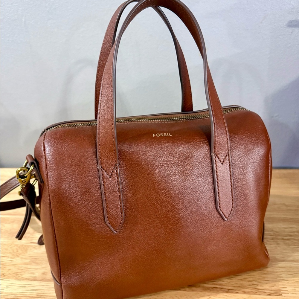 Fossil Sydney Leather Satchel medium brown